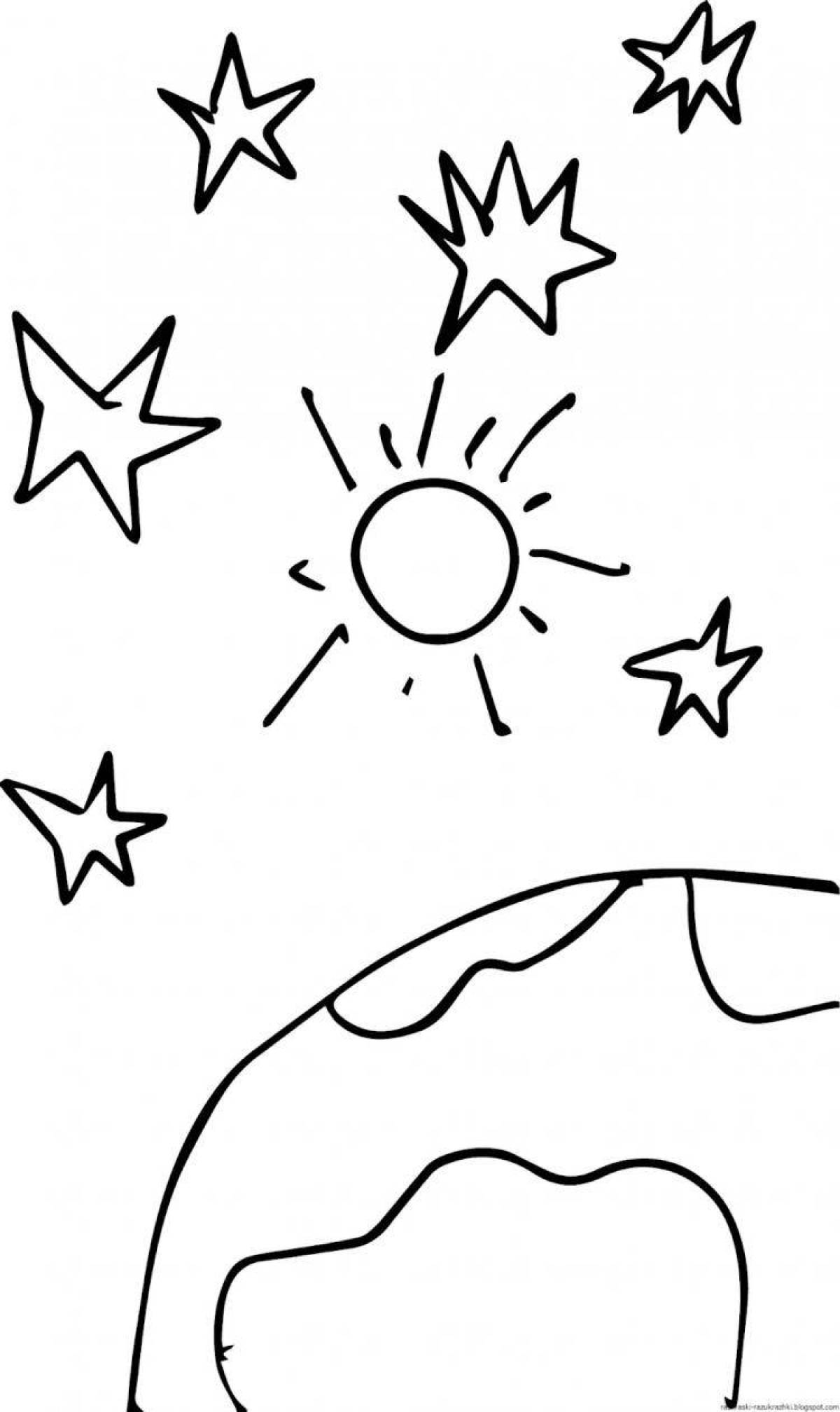 Awesome star coloring pages in the sky