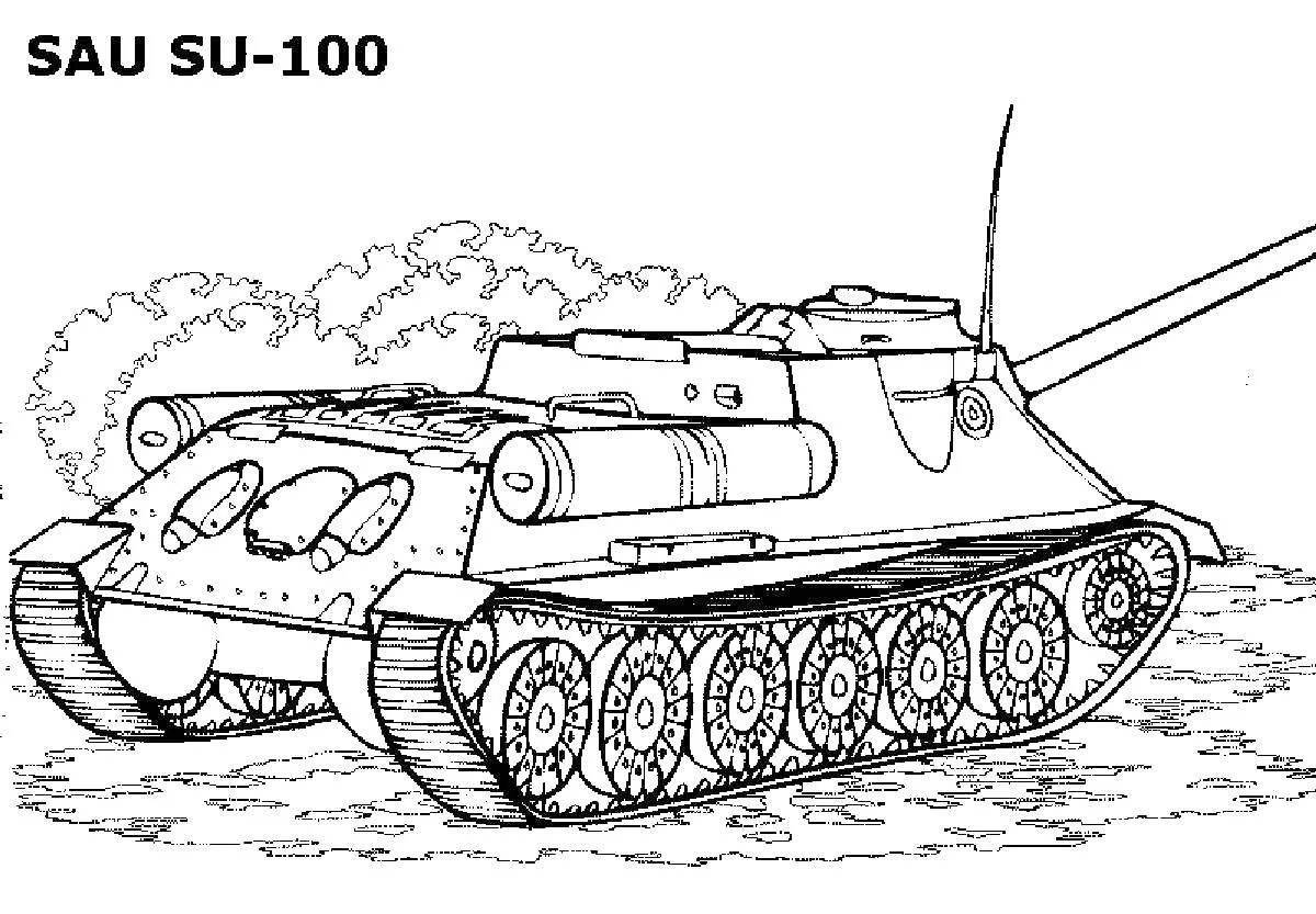 Playful world of tanks coloring page