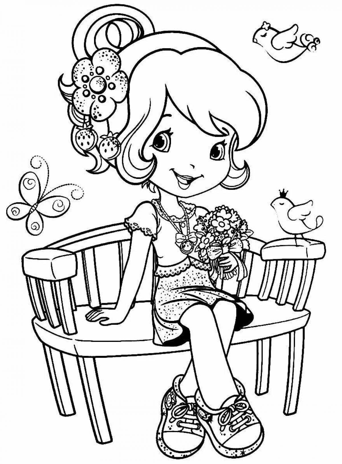 Creative coloring book for girls, interactive
