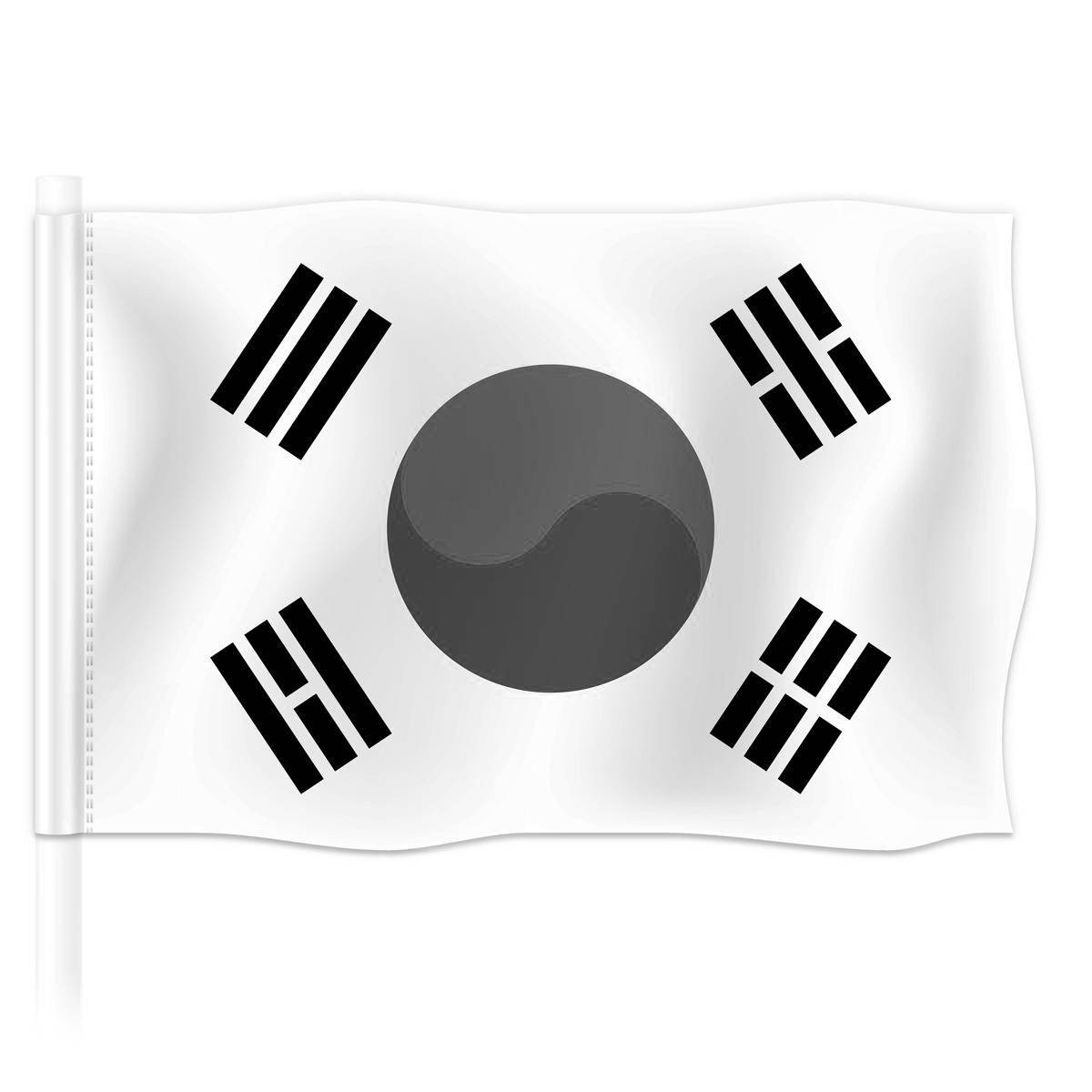 Цветная страница раскраски с флагом южной кореи