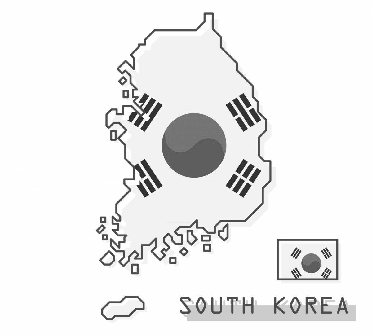 Радостная страница раскраски флага южной кореи