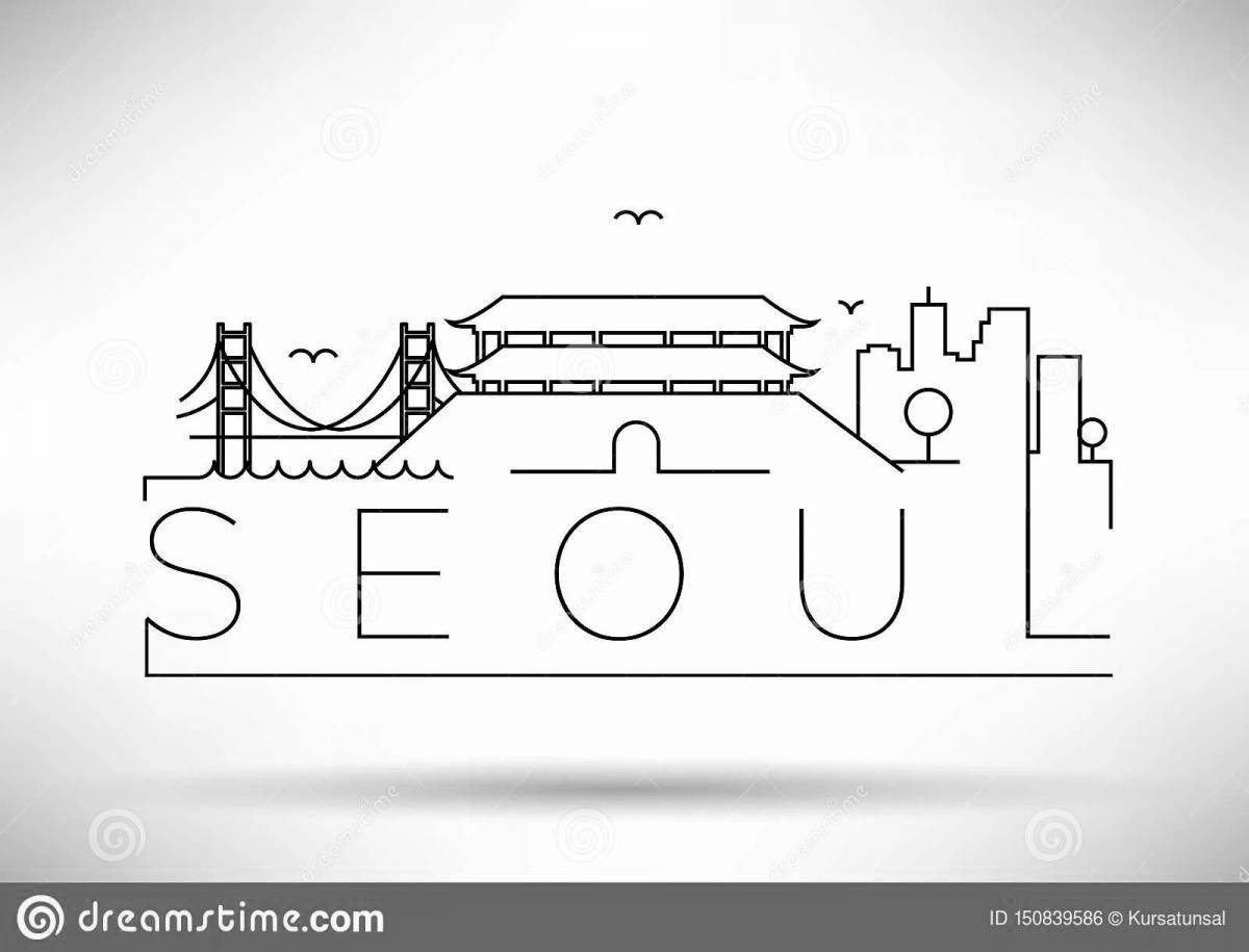 Photo South Korea shiny flag coloring page