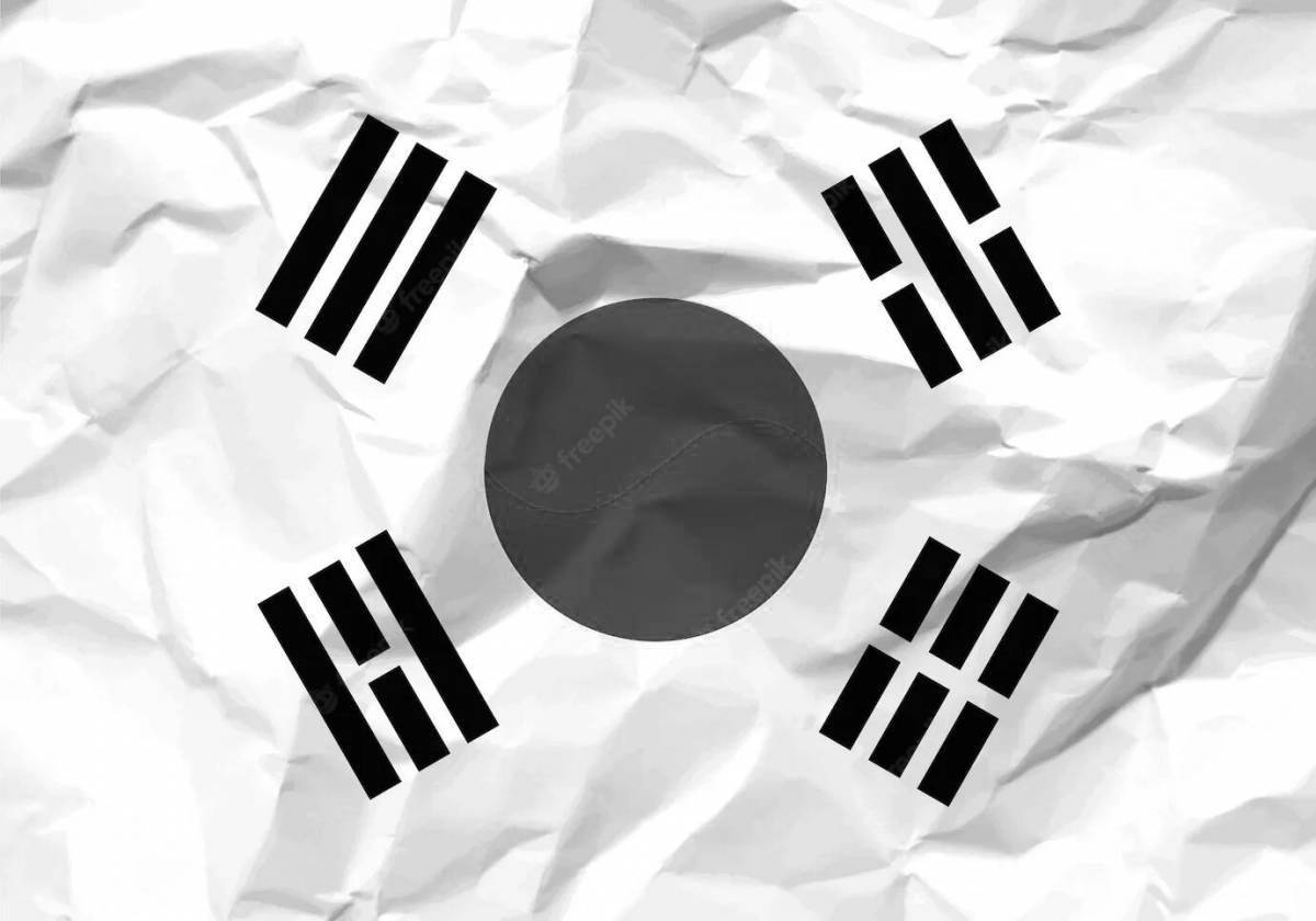 Раскраска ослепительный флаг южной кореи