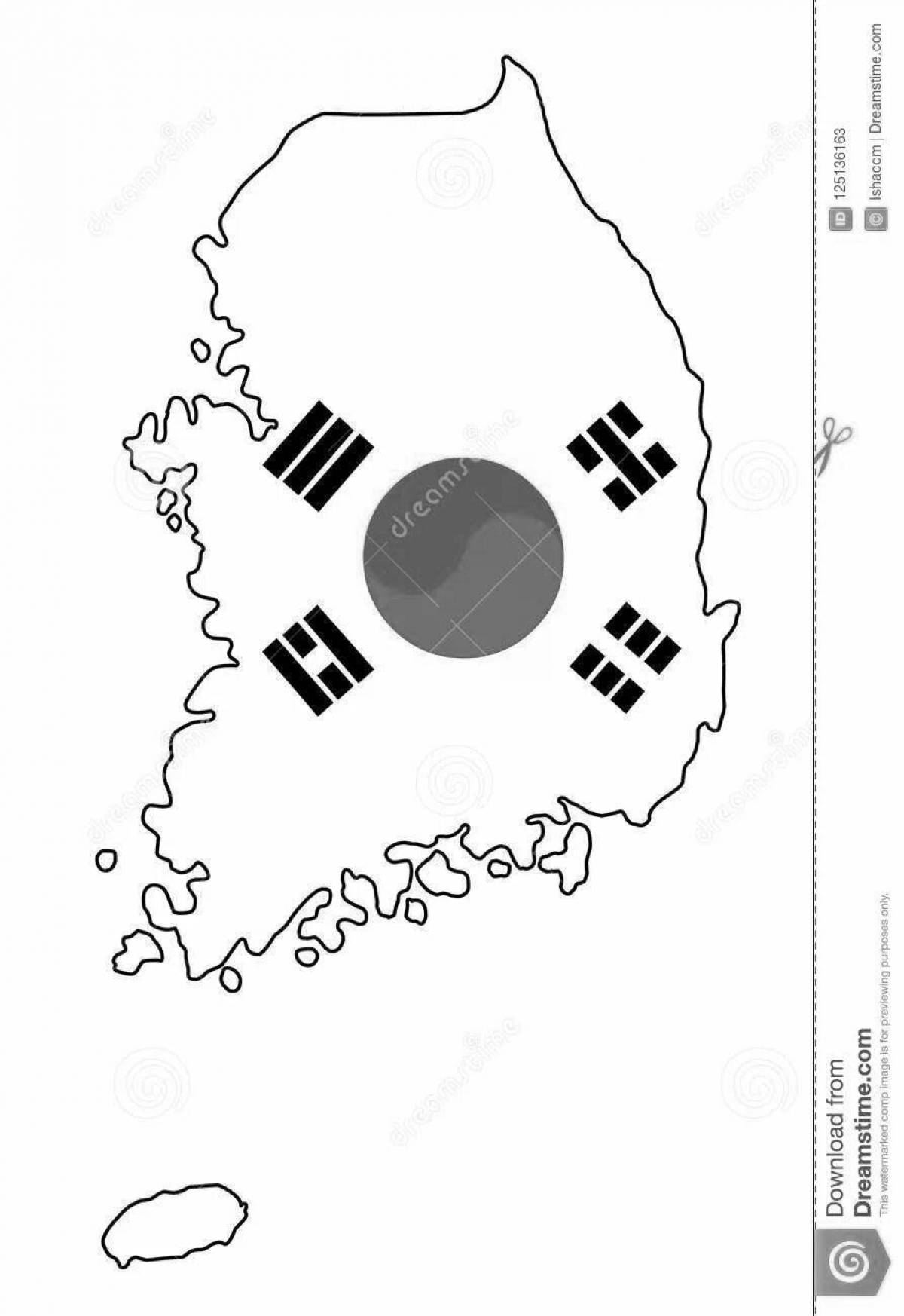 Photo South korea flag dynamic coloring page