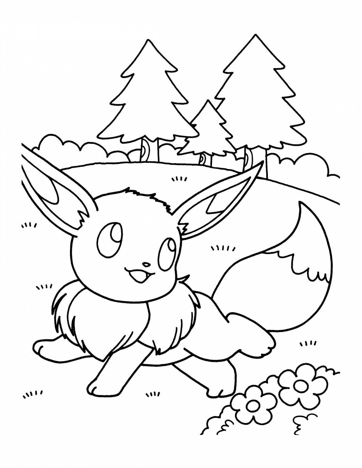 Evie and Pikachu playful coloring