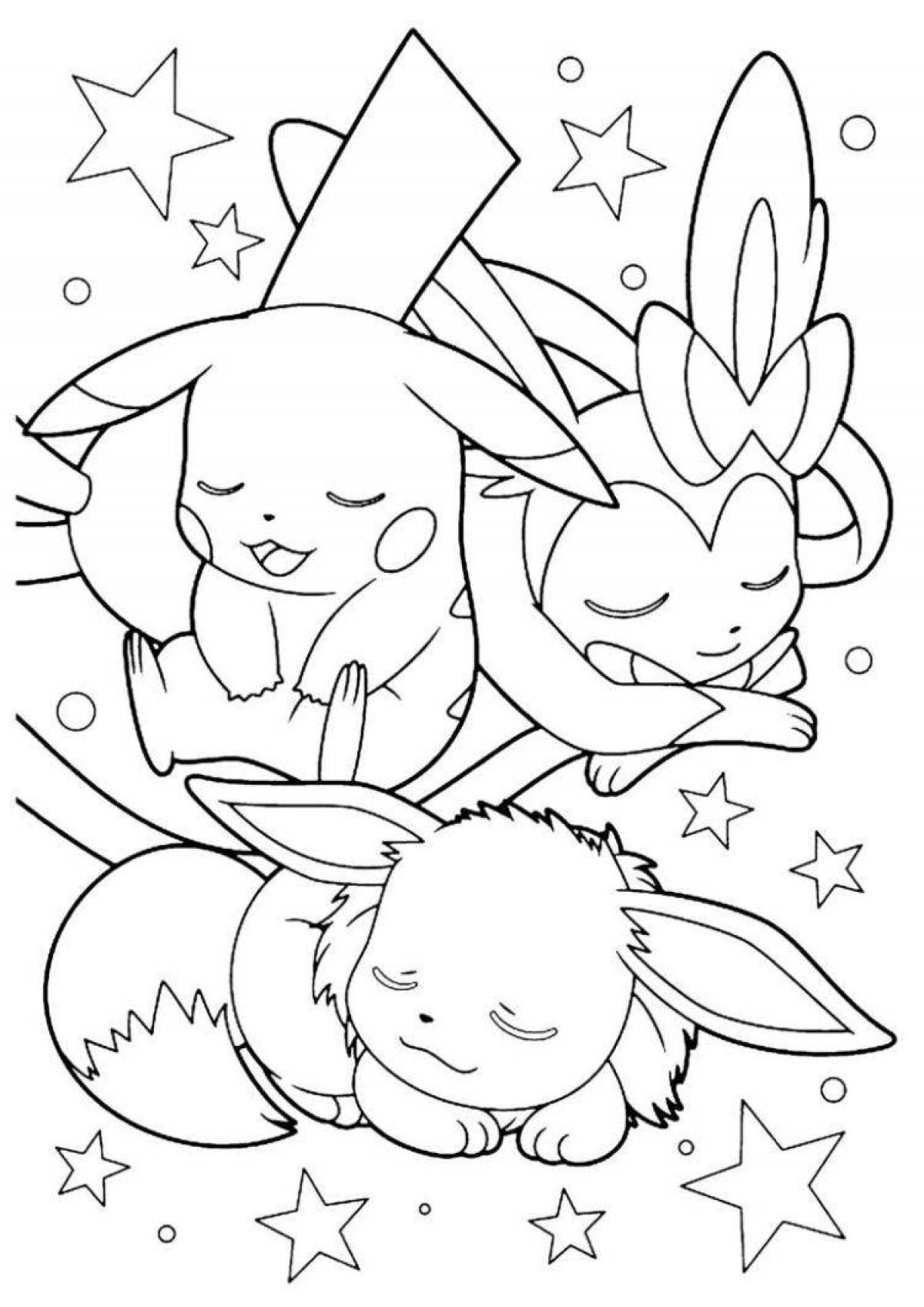 Evie and Pikachu fun coloring book