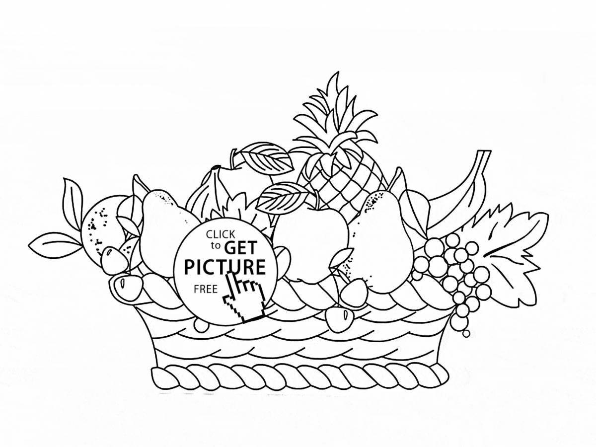 Coloring bright mushroom basket