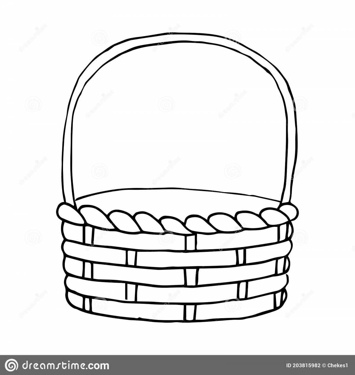 Coloring page delightful basket with mushrooms