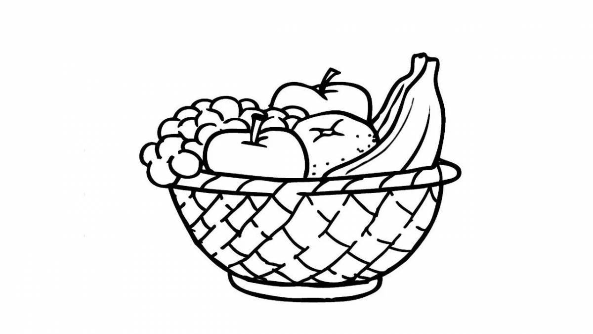 Cute mushroom basket coloring page