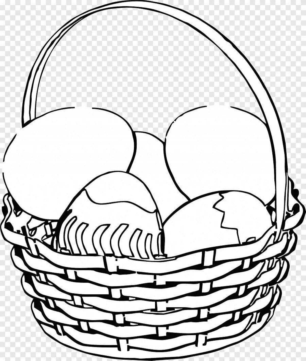 Coloring page beckoning basket with mushrooms