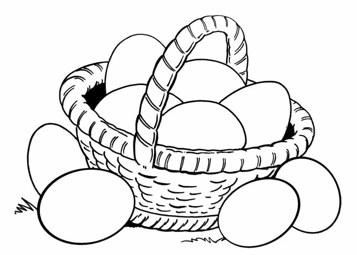 Coloring animated basket with mushrooms
