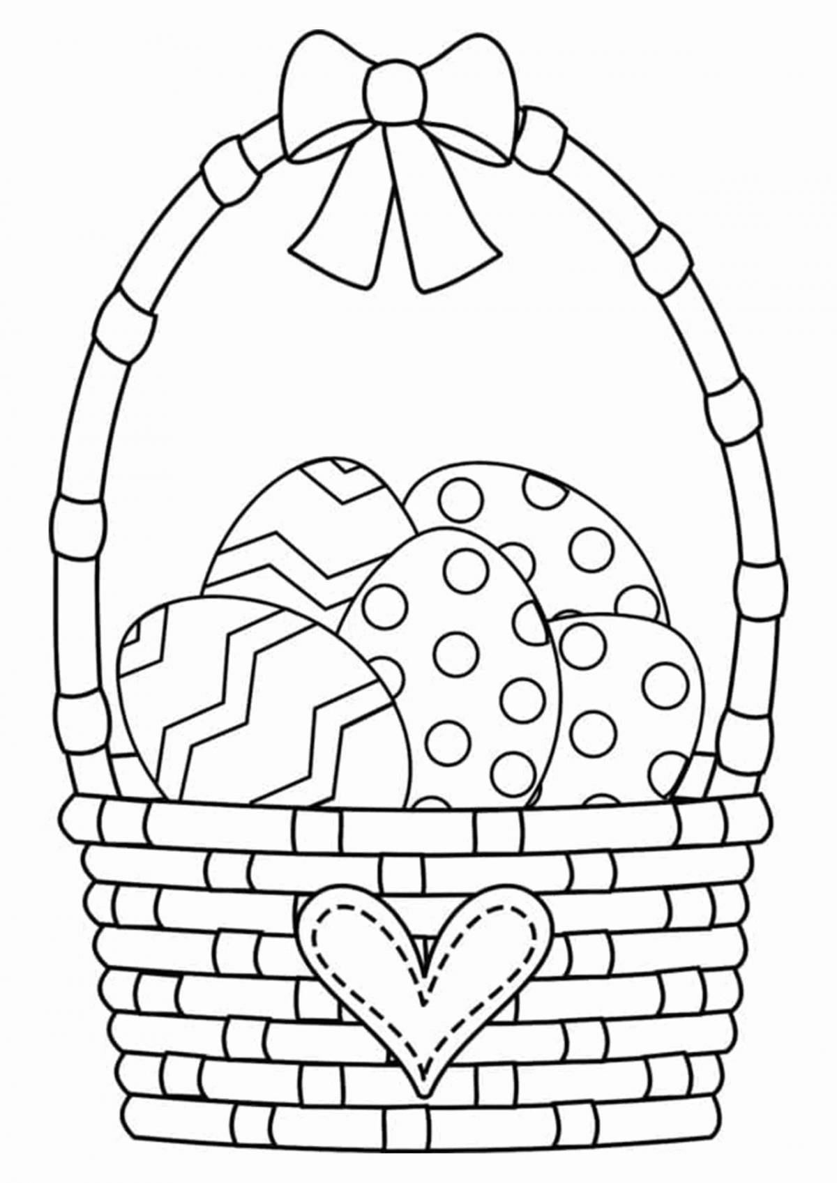Colored basket with mushrooms coloring book
