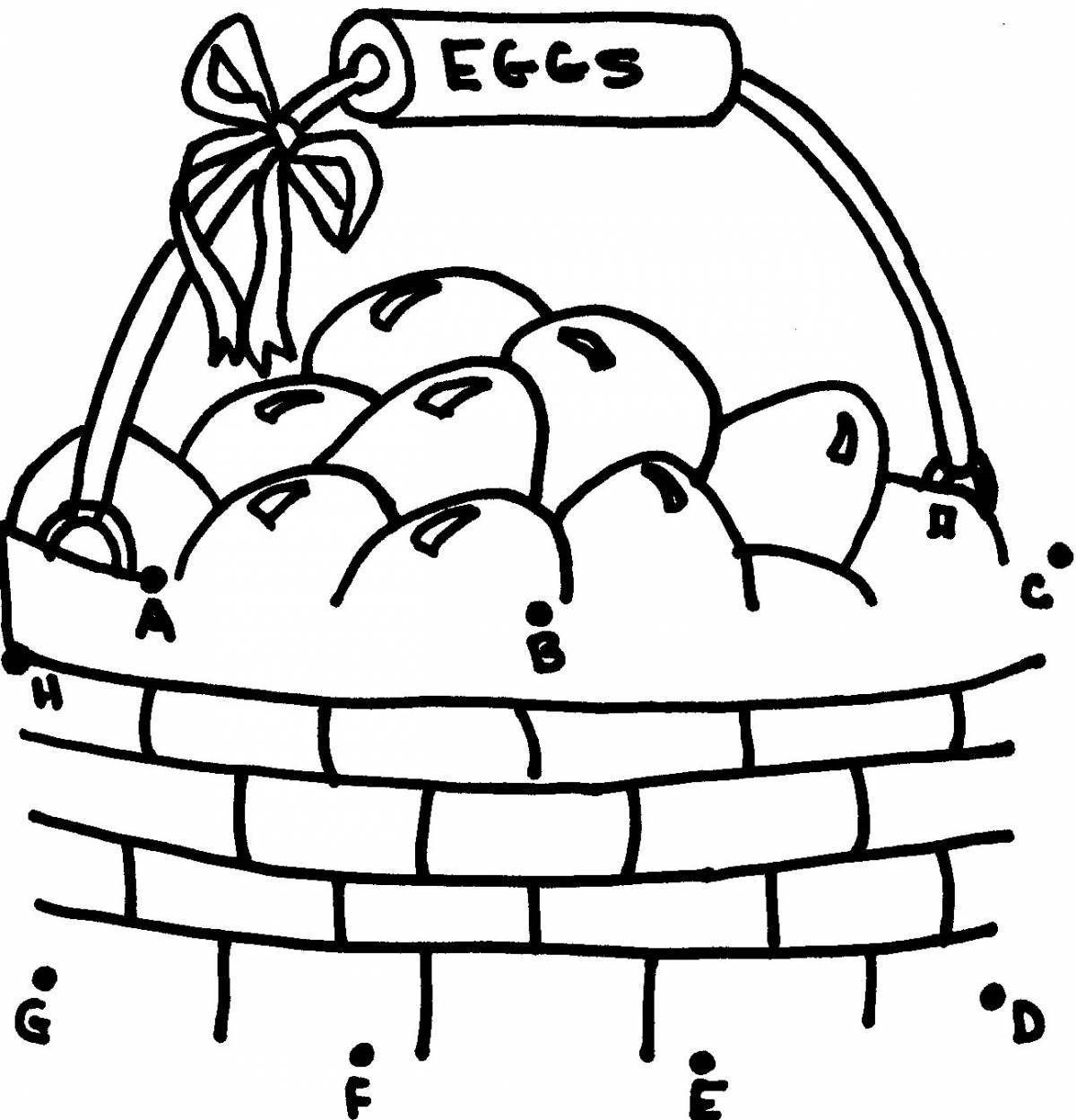 Glitter basket with mushrooms coloring book