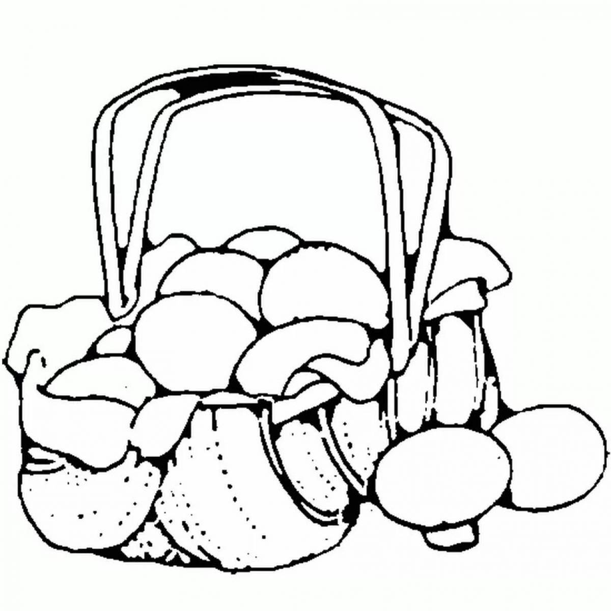 Coloring page glamor basket with mushrooms