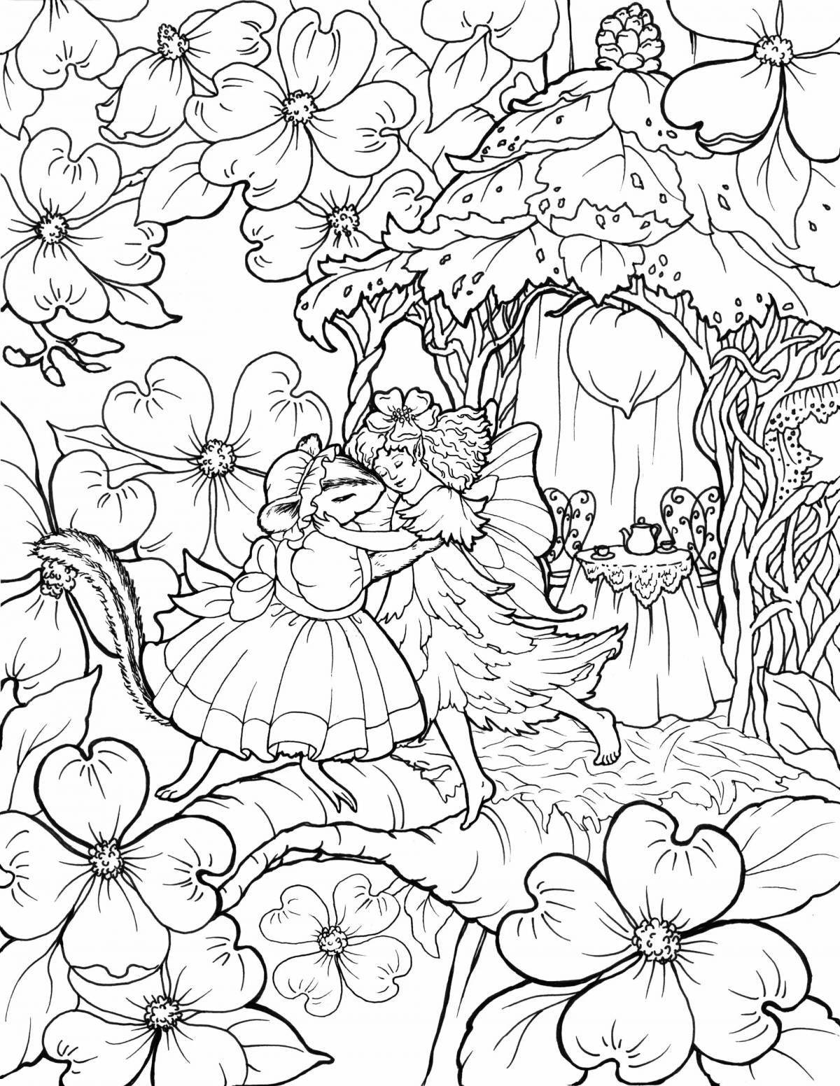 Peaceful coloring of the magical world of fairies