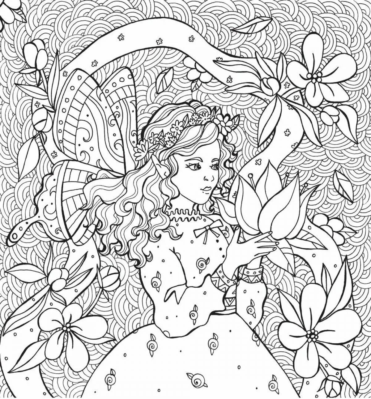 Blooming coloring of the magical world of fairies