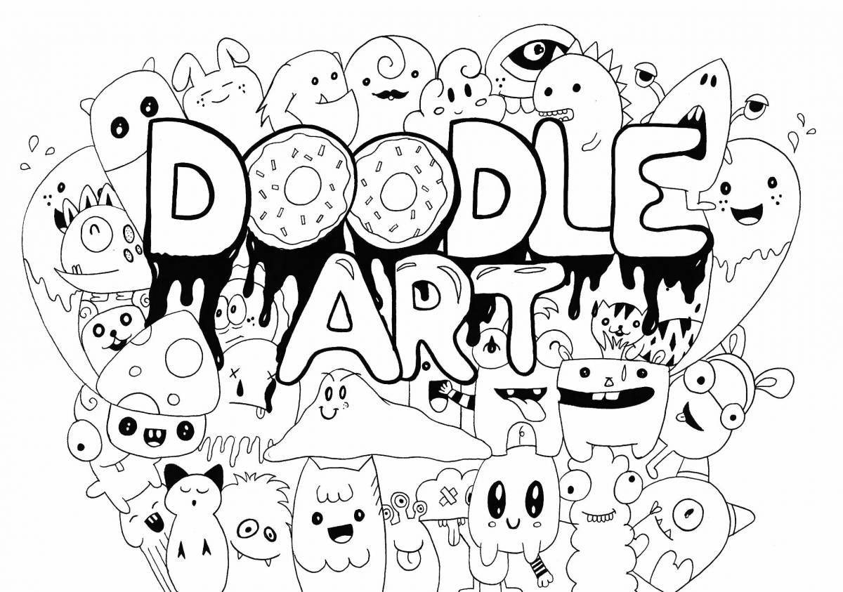 Anti-stress coloring joyous doodle art