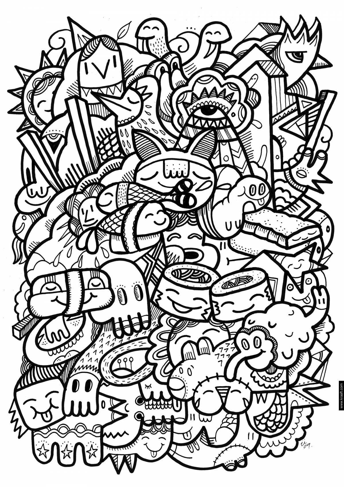 Refreshing doodle art antistress coloring page