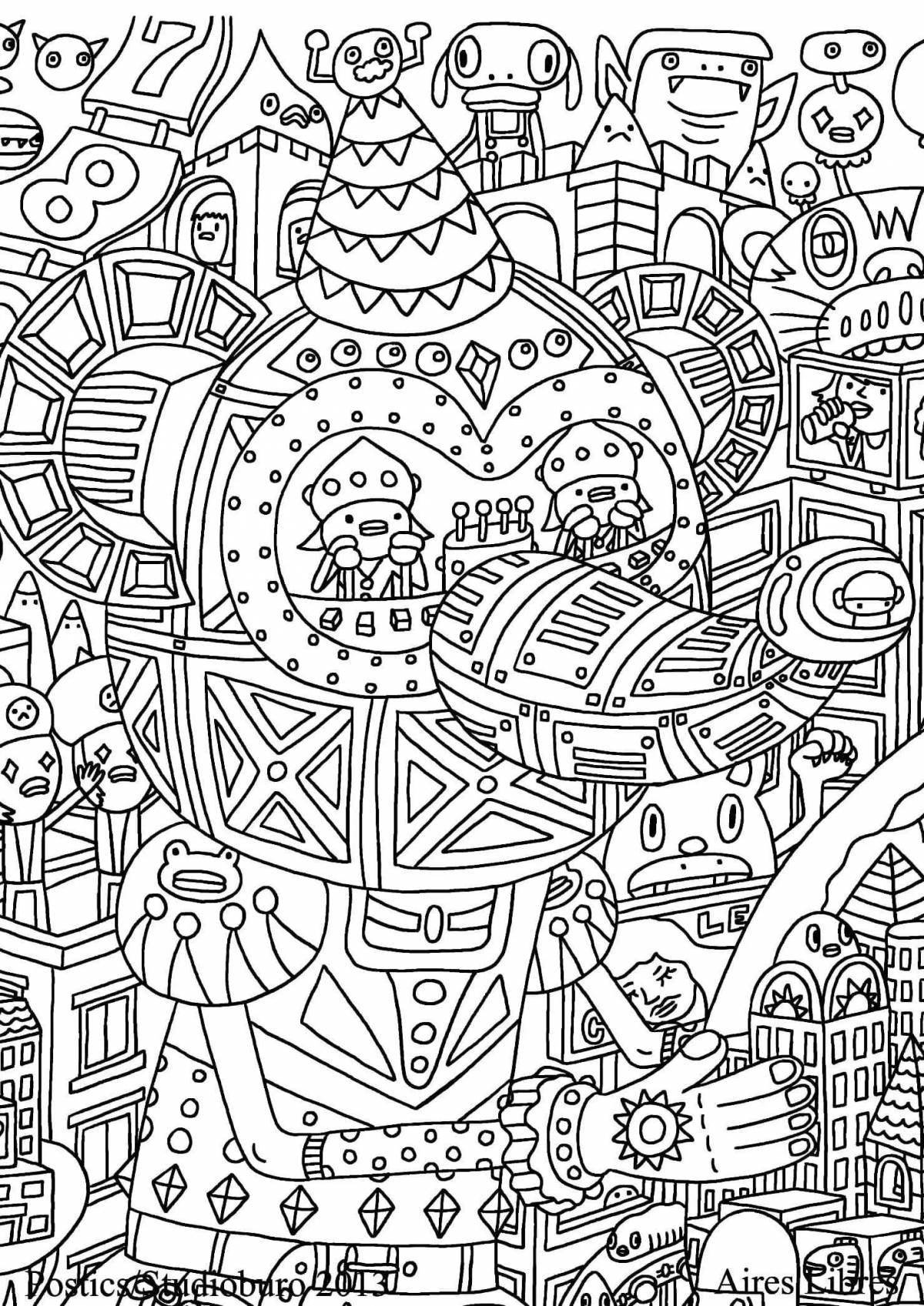 Invigorating anti-stress coloring doodle art