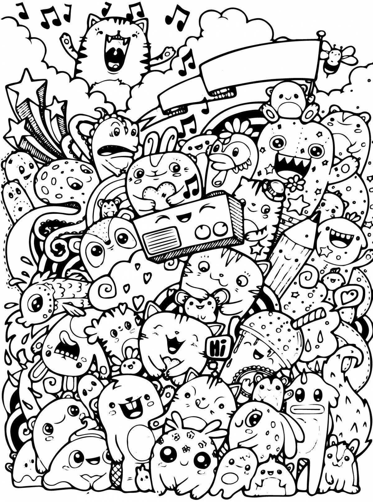 Раскраска splendid doodle art antistress