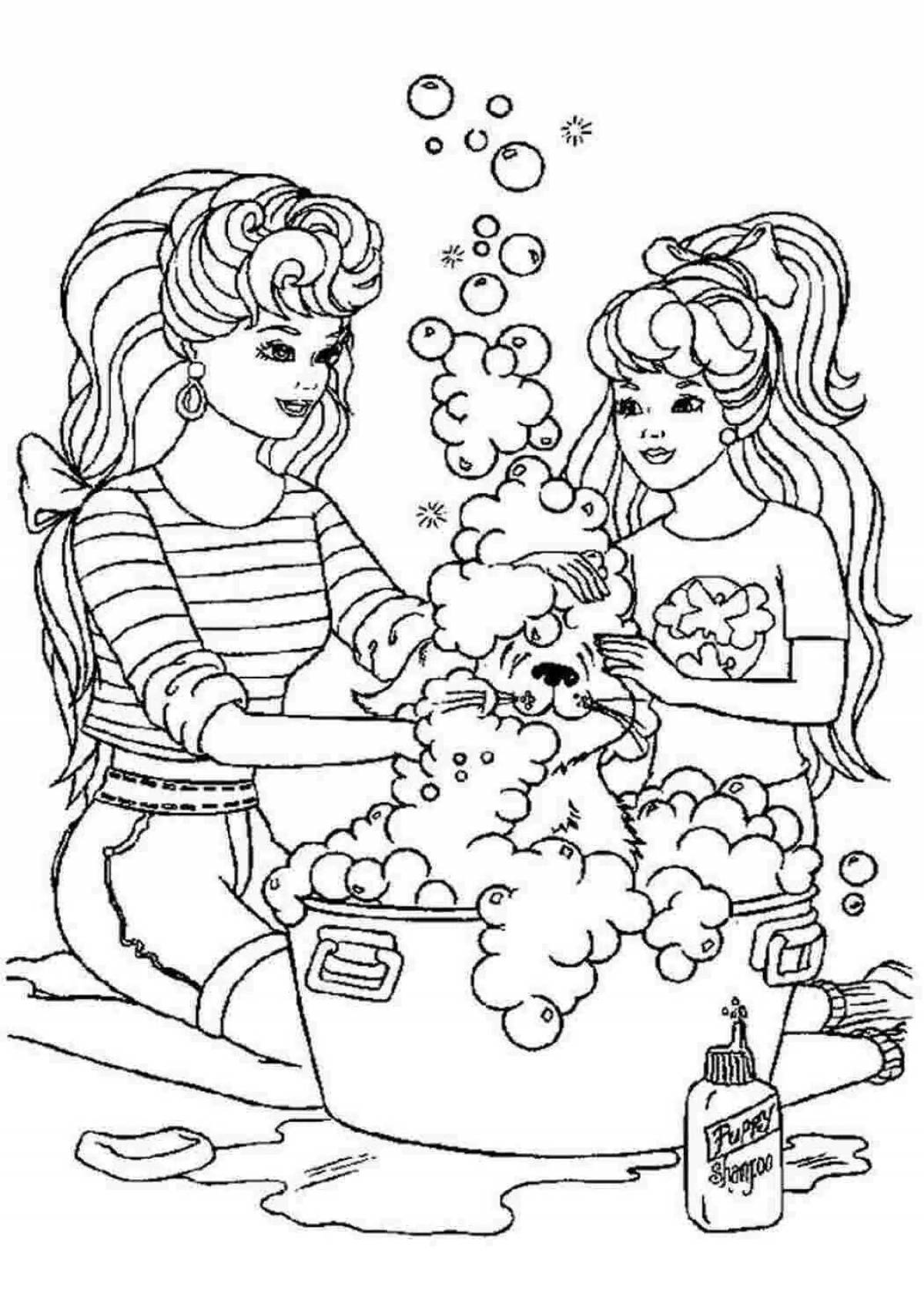 Coloring page loving mother and daughter
