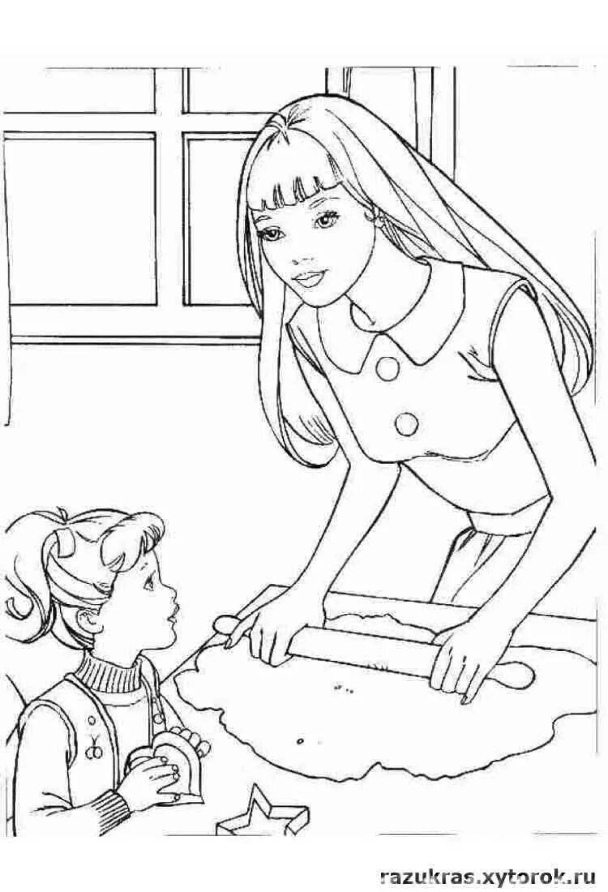 Nice mom and daughter coloring pages