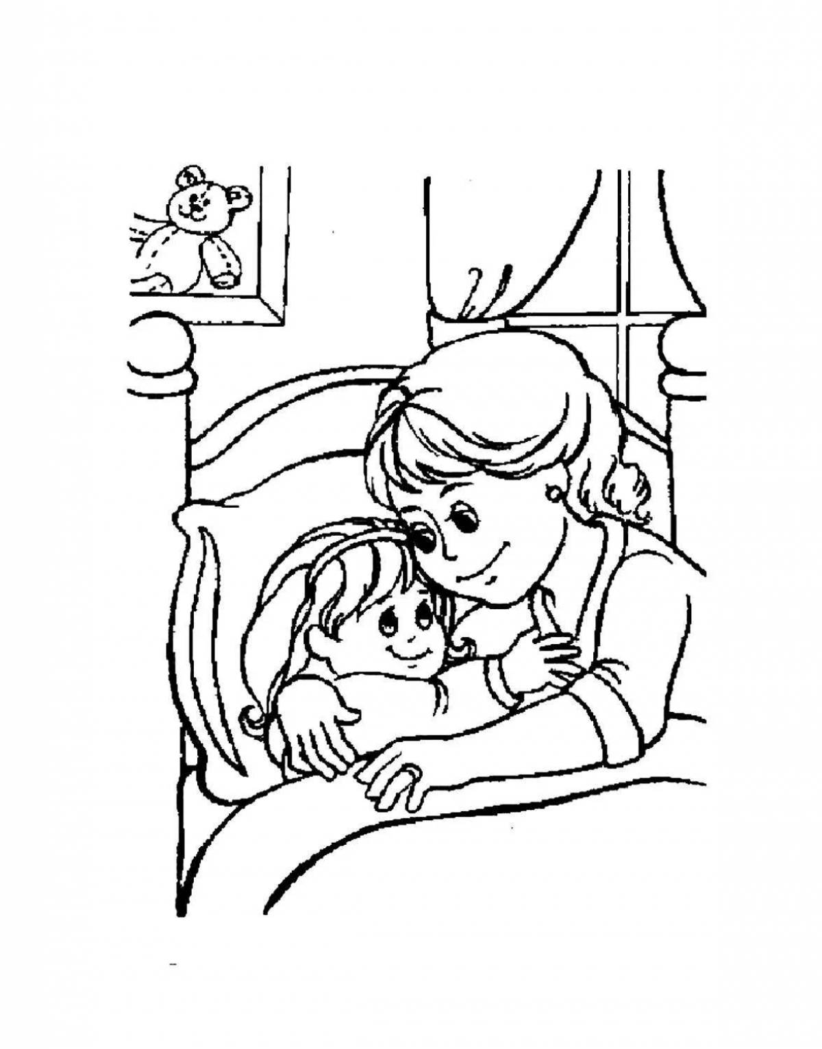Coloring page violent mother and daughter