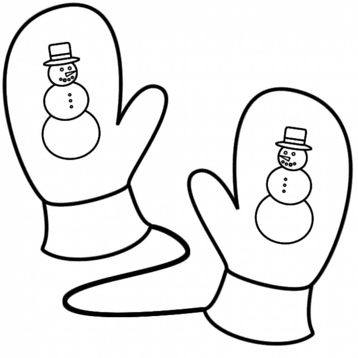 Coloring book funny patterned mittens