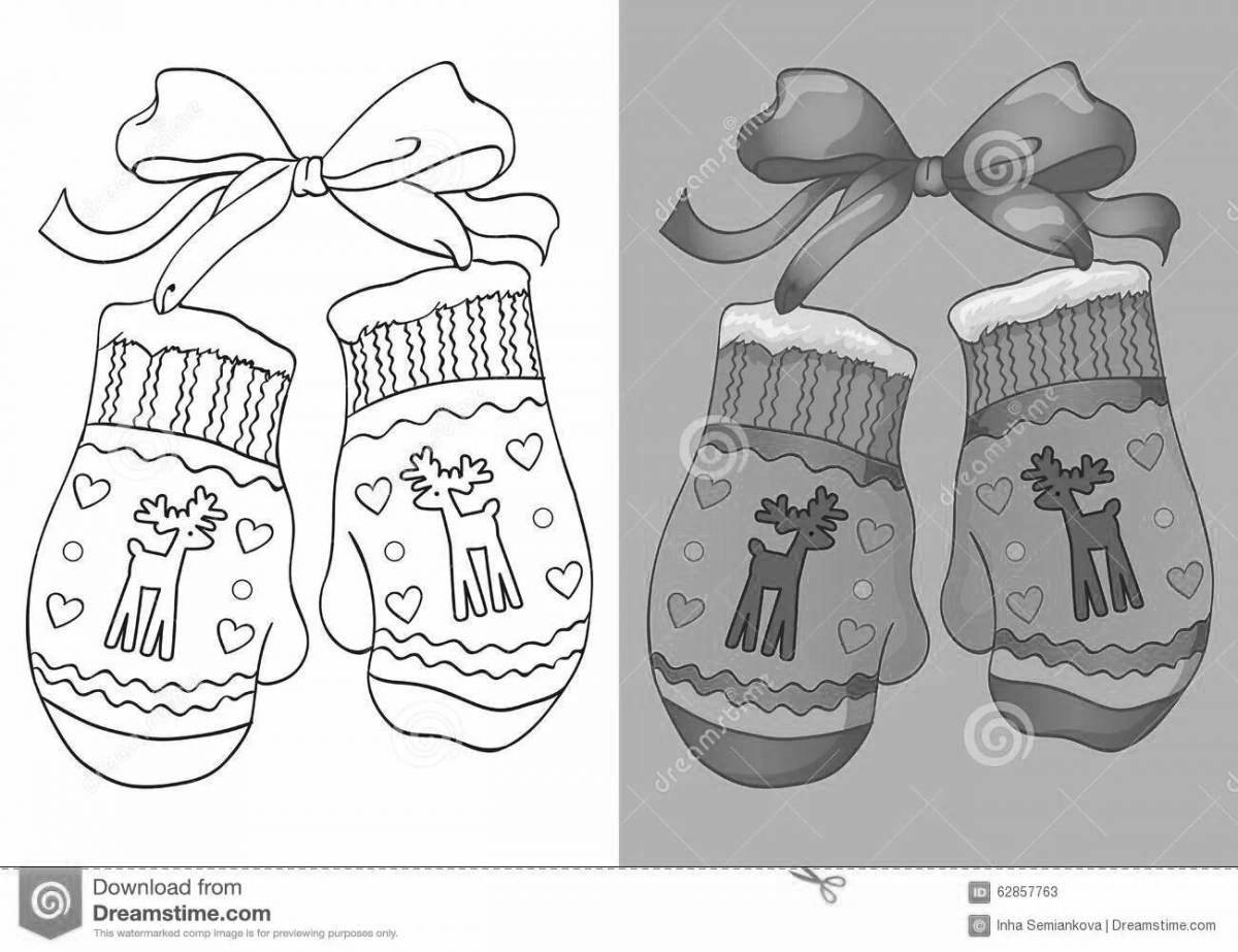 Coloring page playful patterned mitten