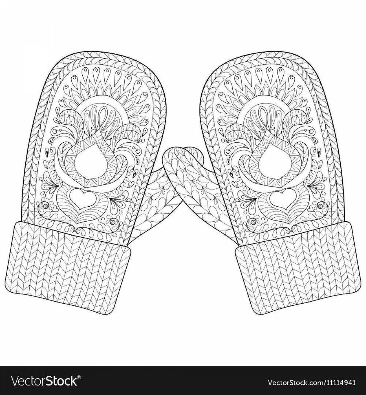 Раскраска рукавица с блестящим узором