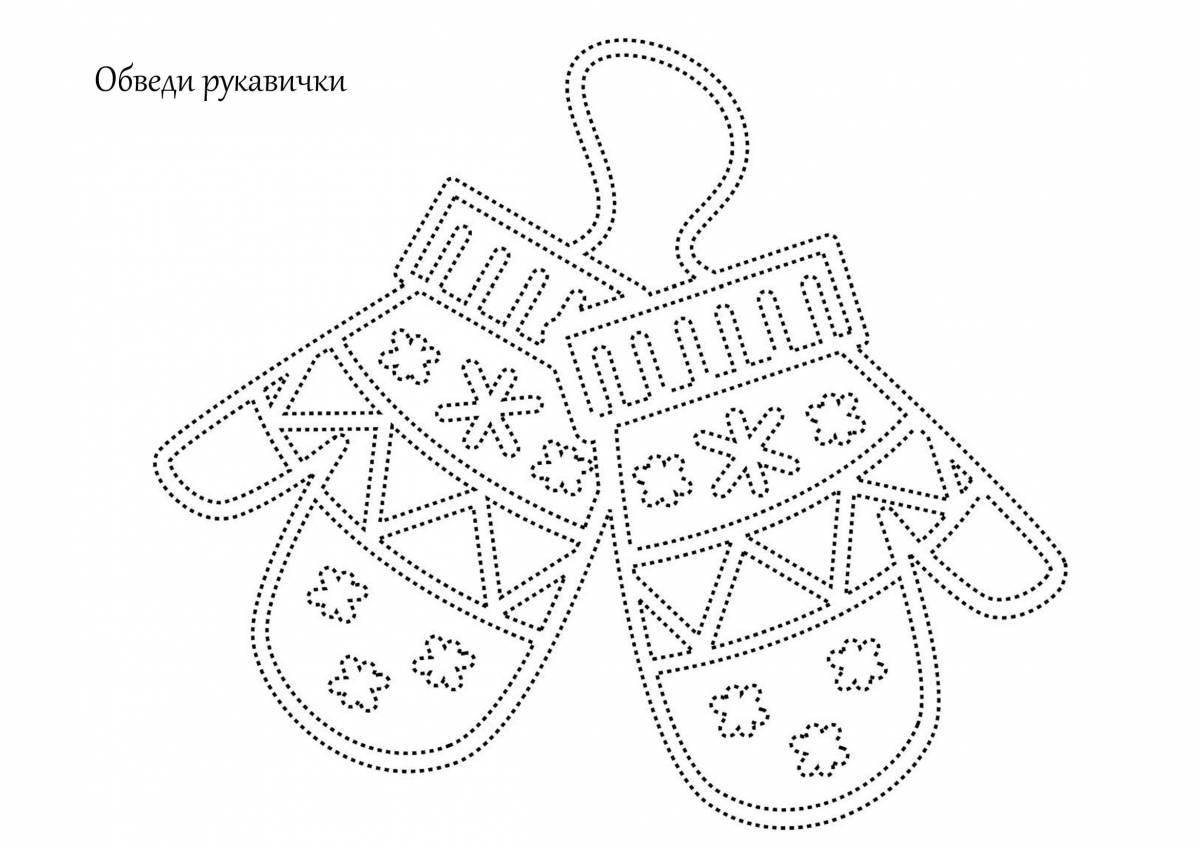 Attractive patterned coloring mitten