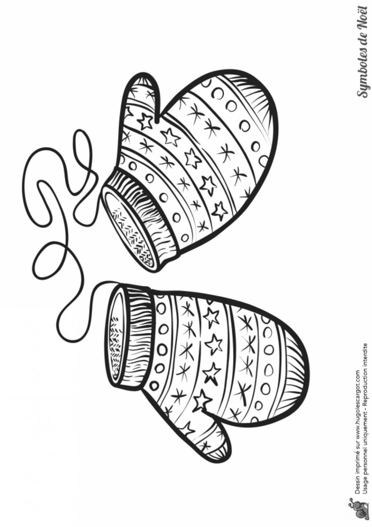 Coloring page inviting mitten with a pattern