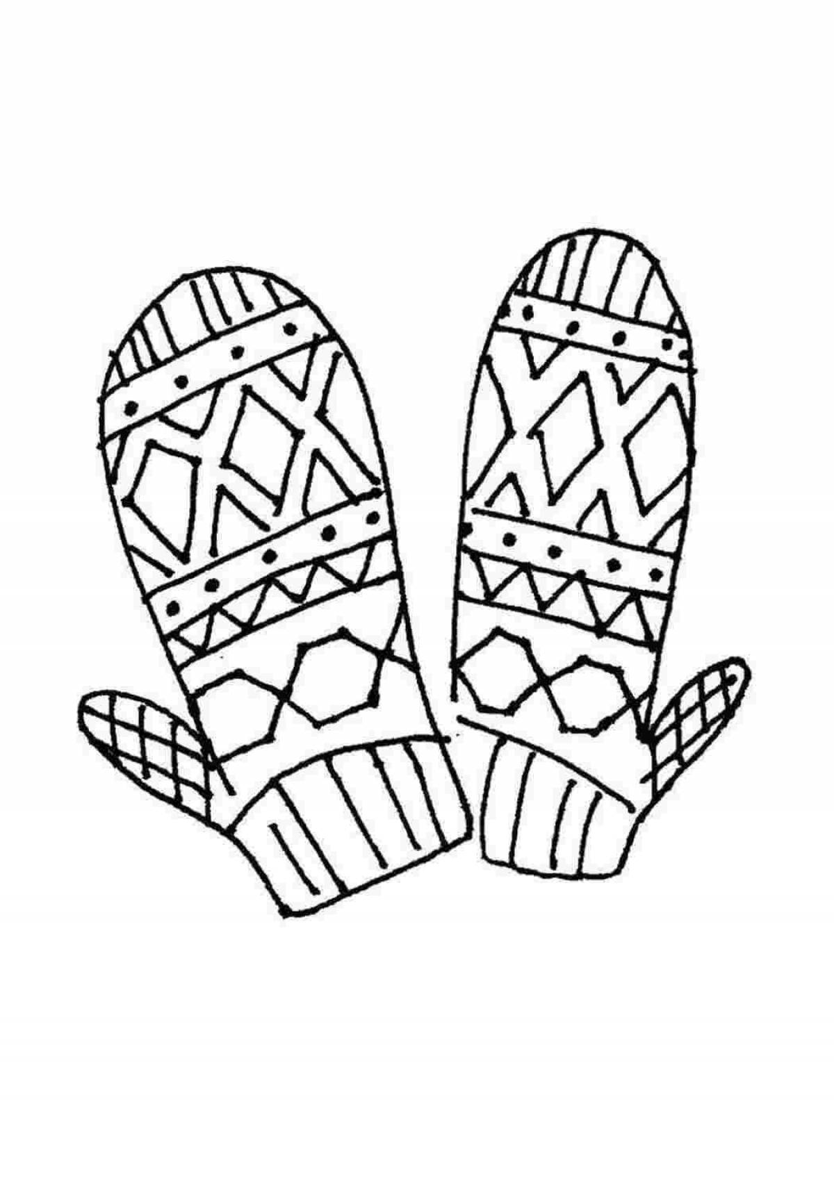 Coloring page charming patterned mitten