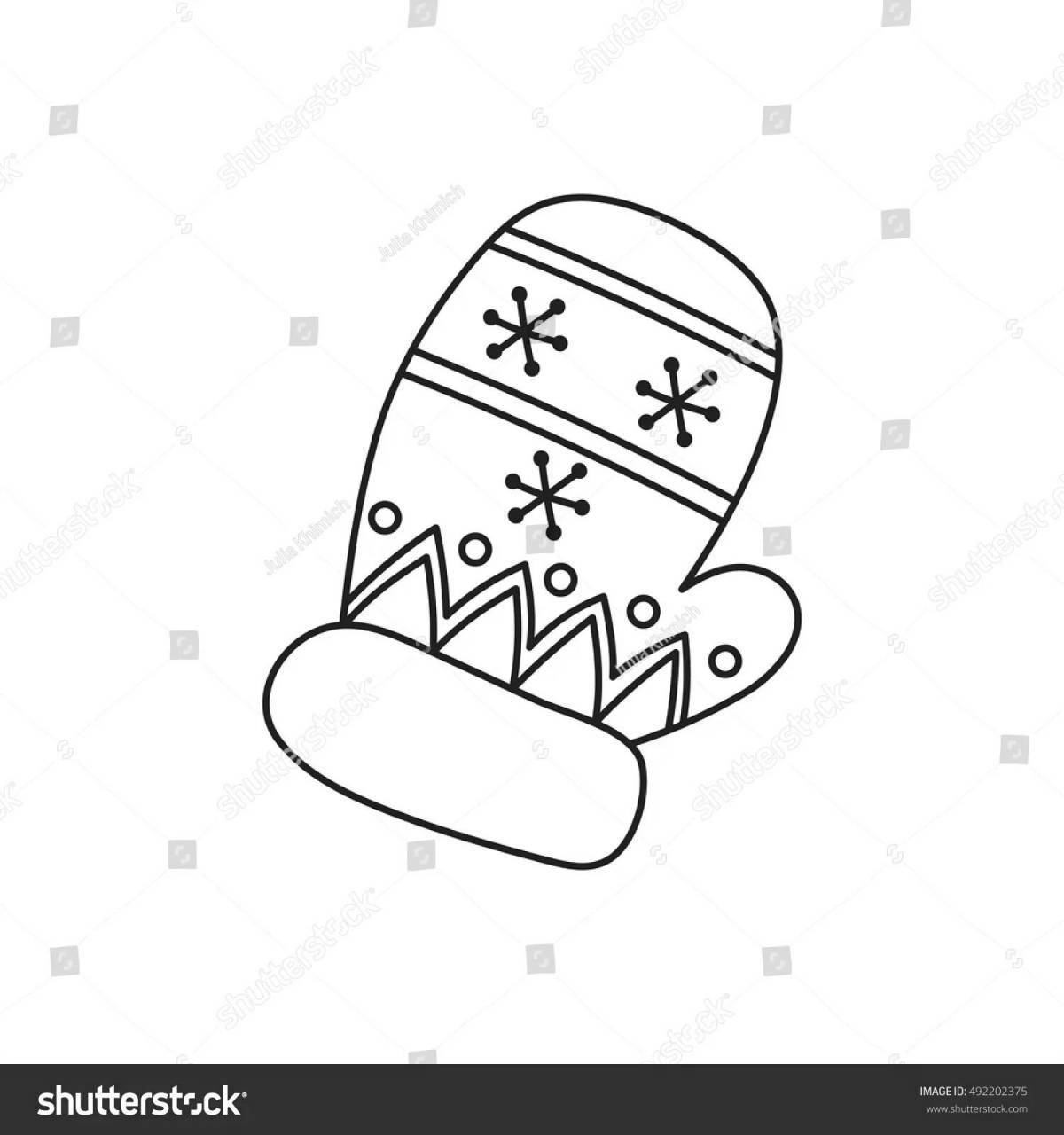 Coloring page glamor patterned mitten