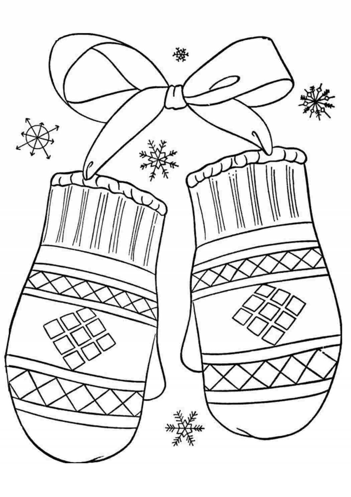 Coloring book exquisite patterned mitten