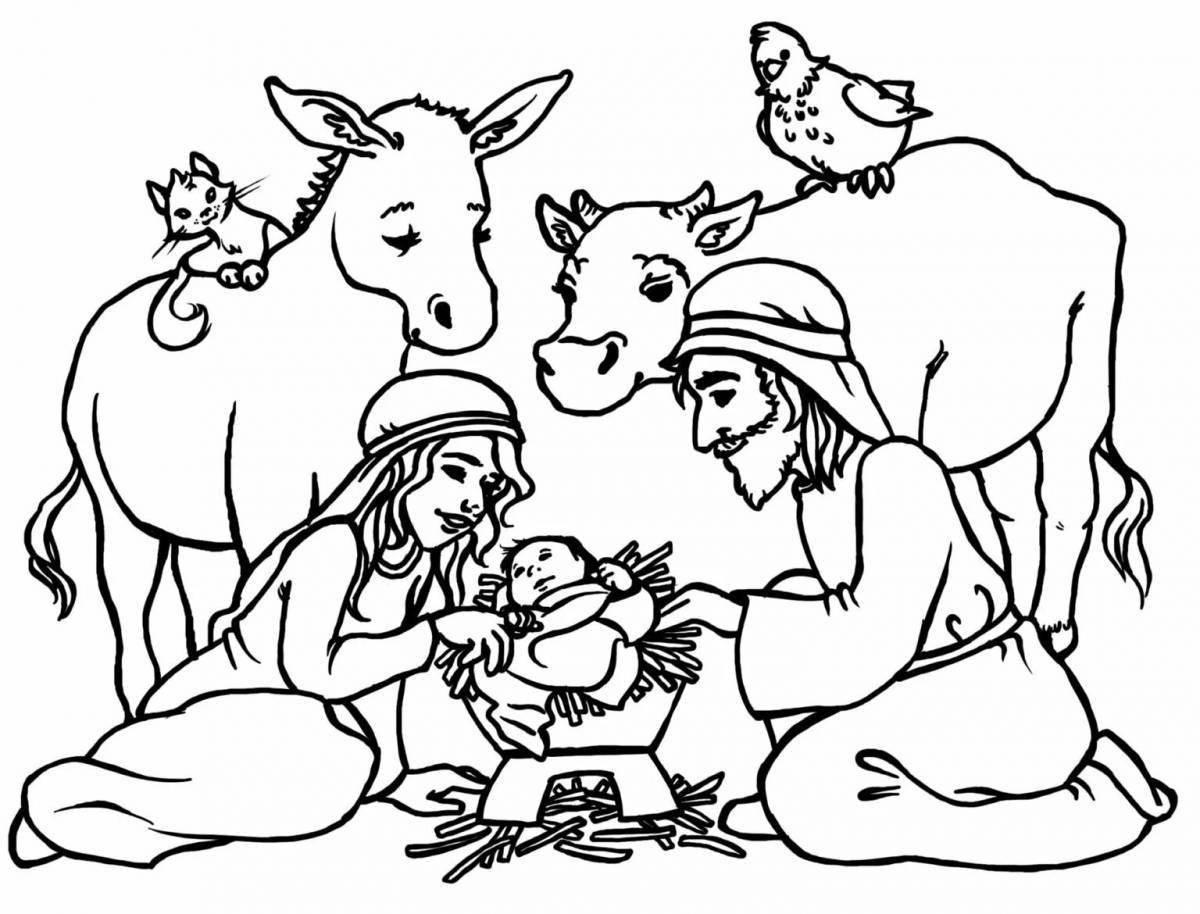 Coloring page glorious birth of jesus christ