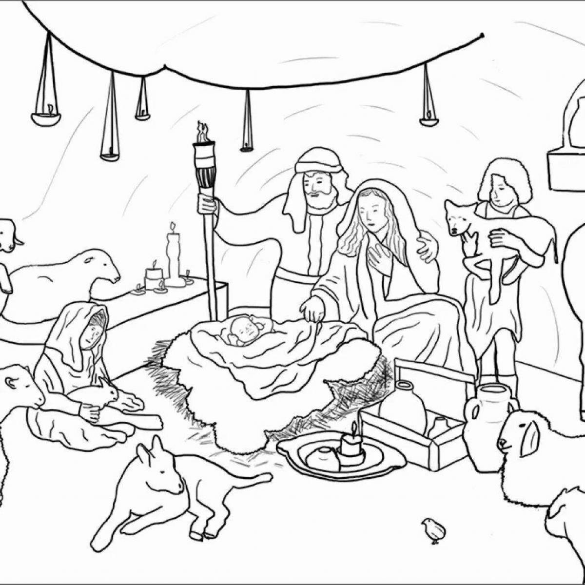 Coloring page magnificent birth of jesus christ