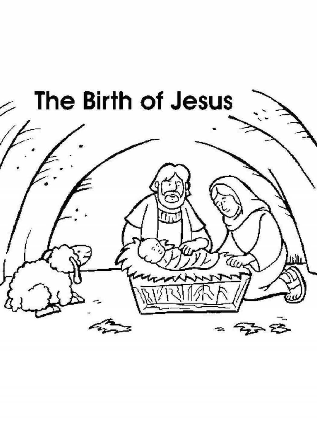Coloring page divine birth of jesus christ
