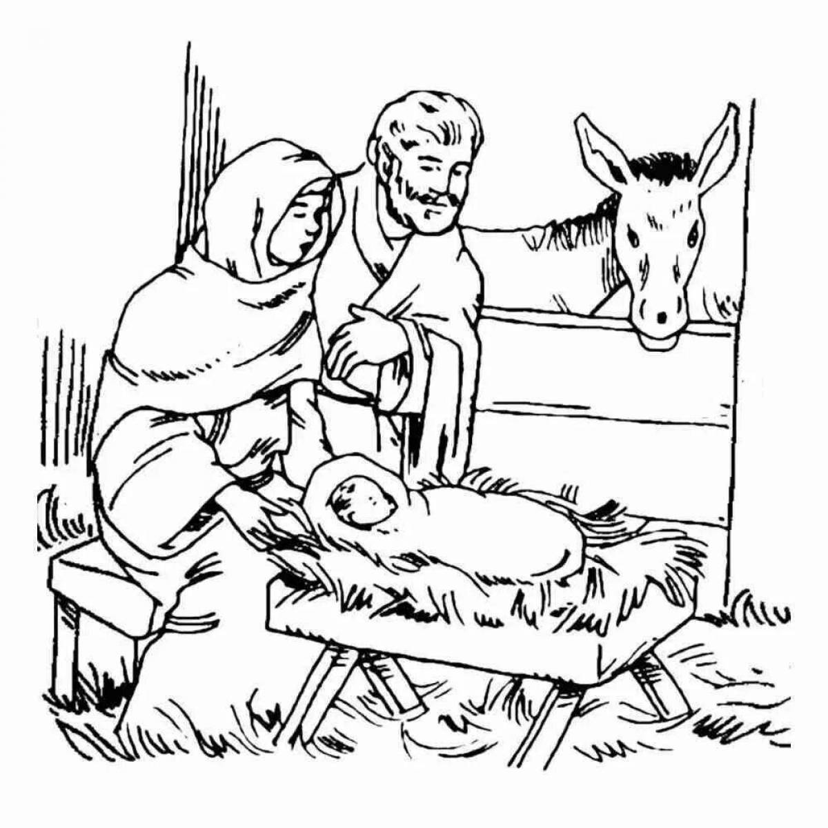 Coloring page sacred birth of jesus christ