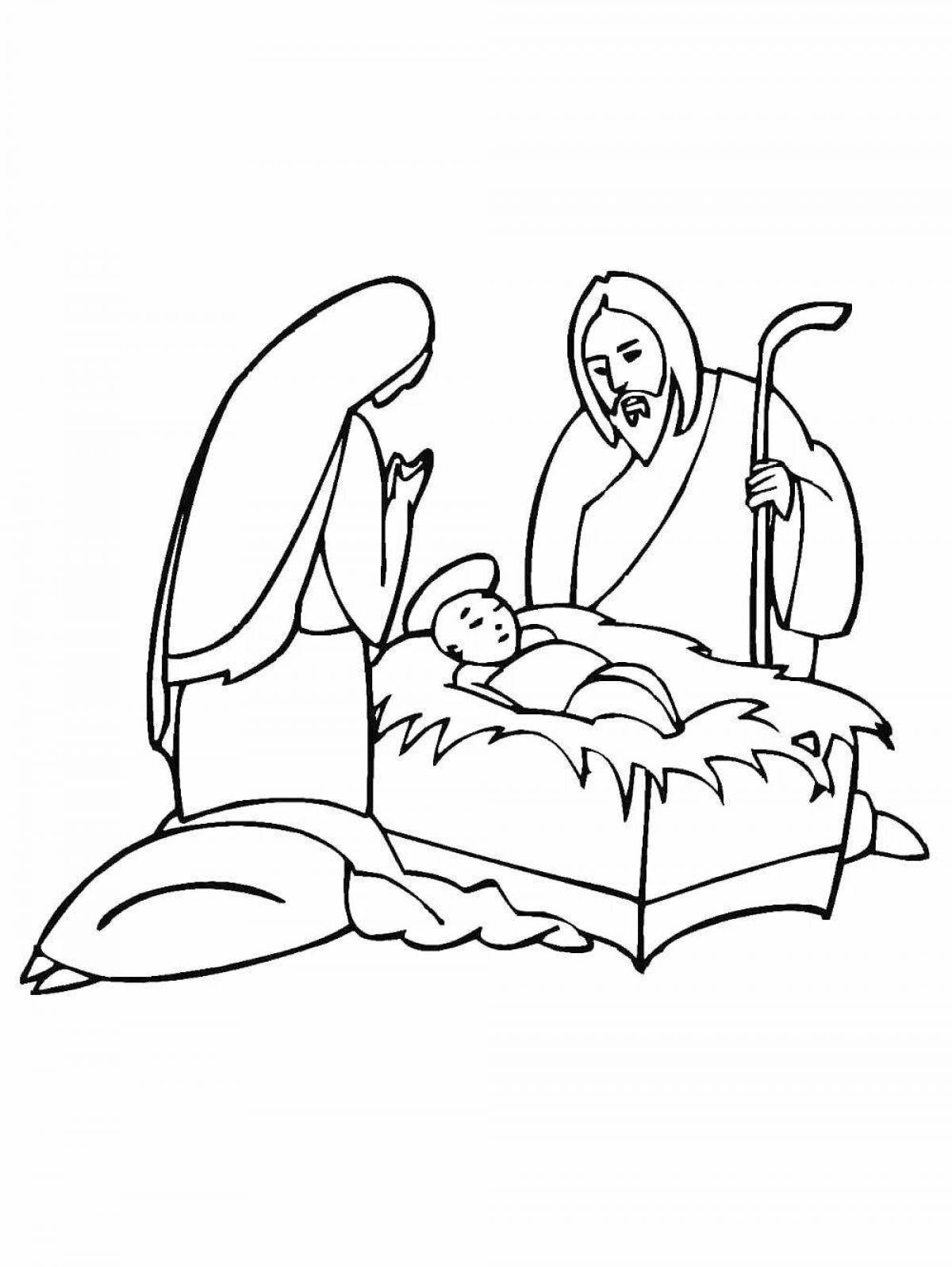 Coloring page brilliant birth of jesus christ