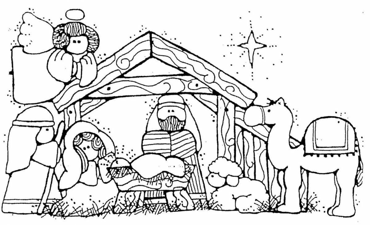 Coloring page glorified birth of jesus christ