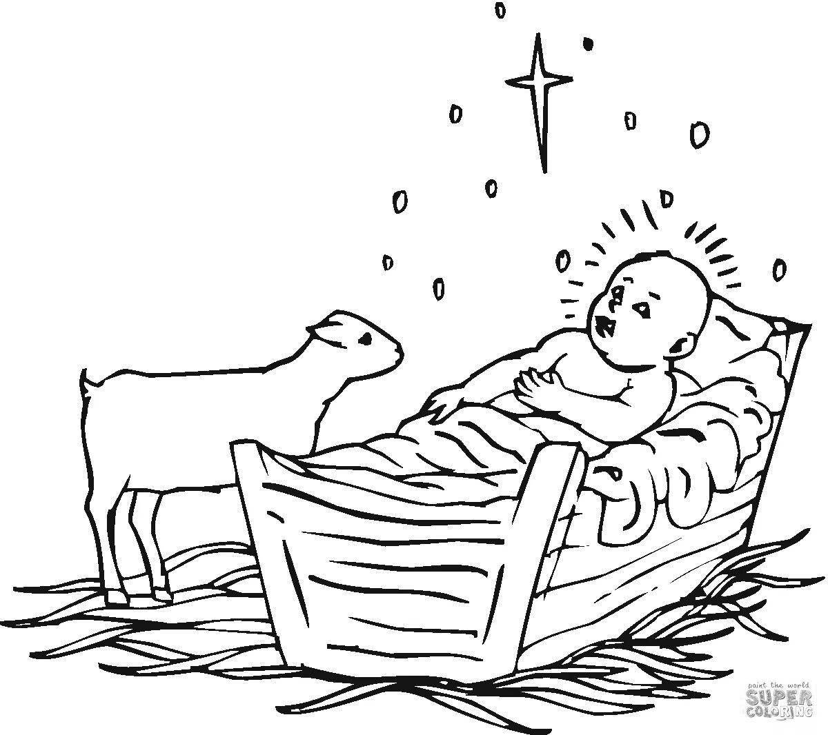 Coloring page the birth of jesus christ in luxury