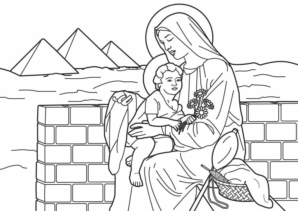 Shining illustration of the birth of jesus christ coloring book