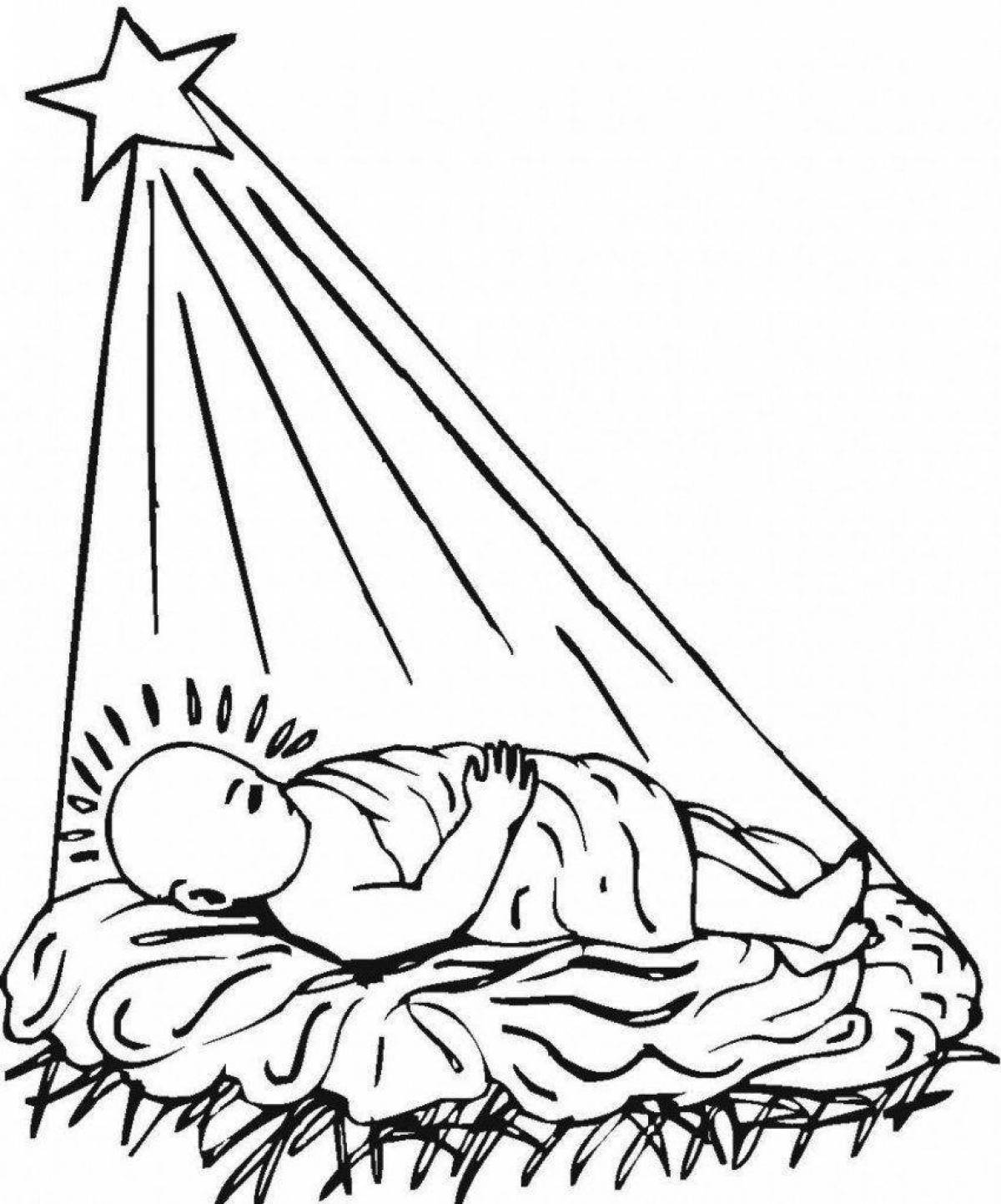 Large illustration of the birth of jesus christ coloring book