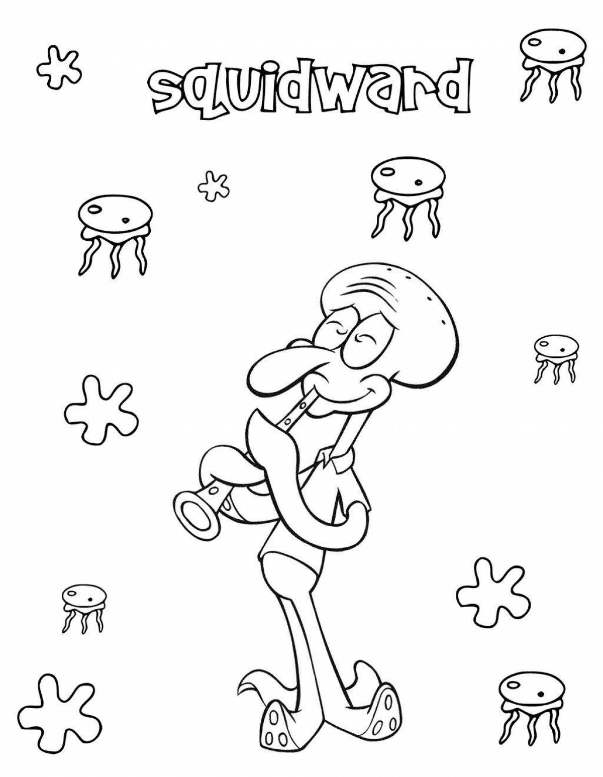 Squidward spongebob fun coloring book