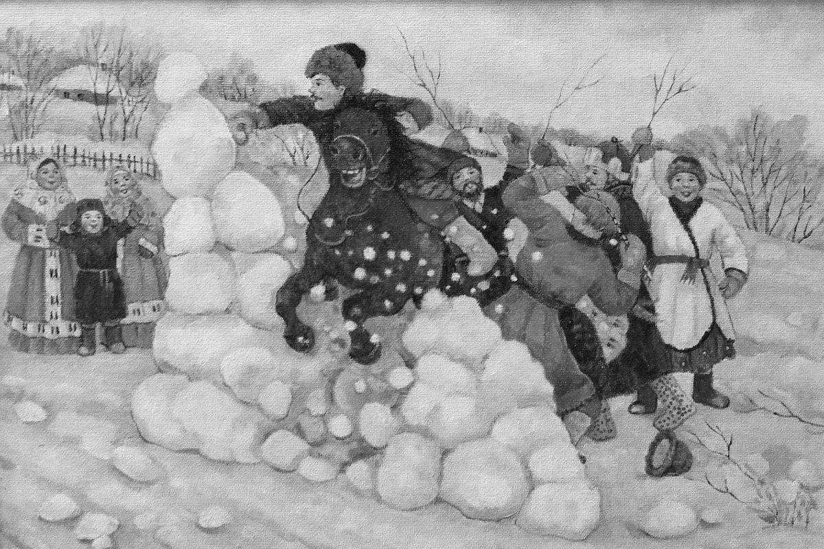 Coloring page playful snow town