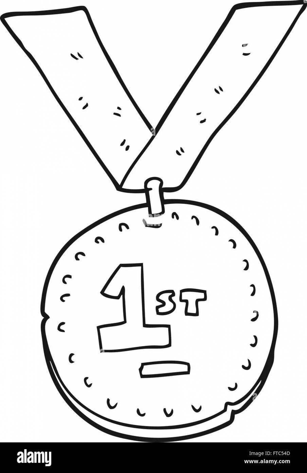 Coloring page shining medal for 1st place