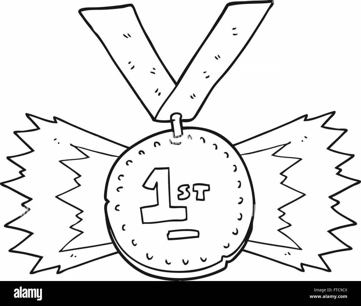 Colorfully detailed 1st place medal coloring page