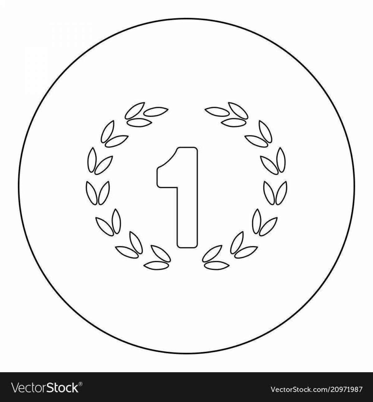 Colorful 1st place medal coloring page