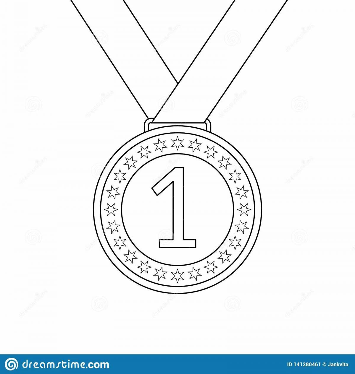 Colorful 1st place medal coloring page